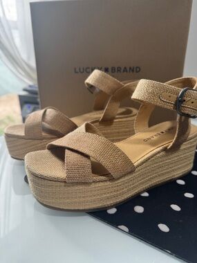 Lucky Natural Tan Platform Sandal Wedges